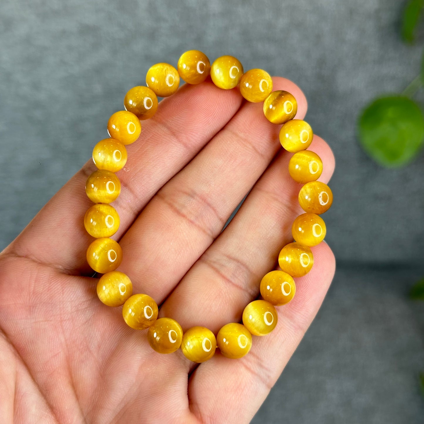 Natural Amber Tiger Eye Bracelet Size 8.3 mm