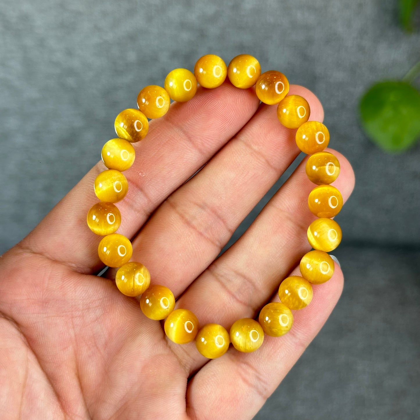 Natural Amber Tiger Eye Bracelet Size 8.3 mm
