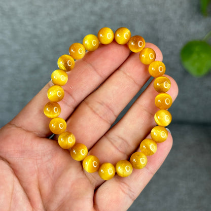 Natural Amber Tiger Eye Bracelet Size 8.3 mm