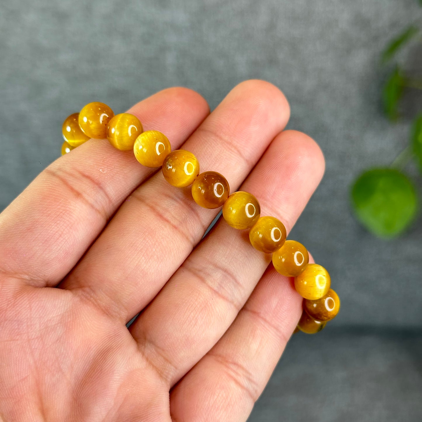 Natural Amber Tiger Eye Bracelet Size 8.3 mm