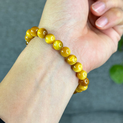 Natural Amber Tiger Eye Bracelet Size 8.3 mm