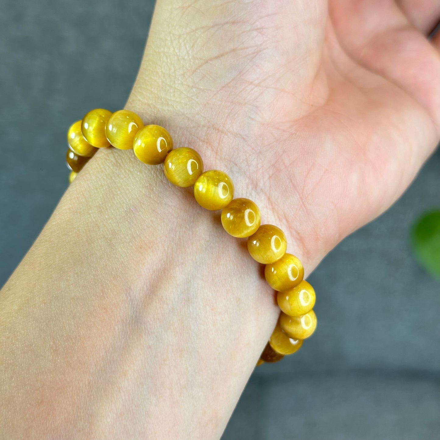 Natural Amber Tiger Eye Bracelet Size 8.3 mm