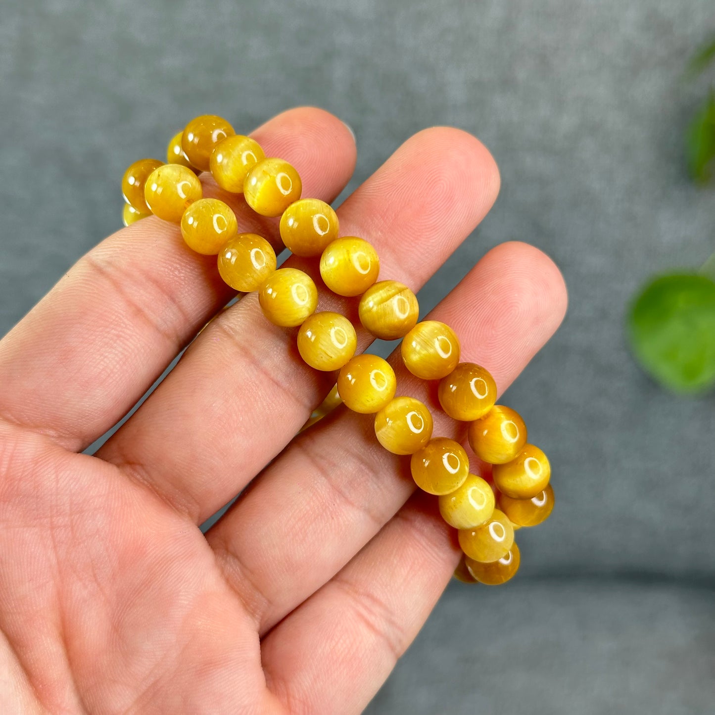 Natural Amber Tiger Eye Bracelet Size 8.3 mm
