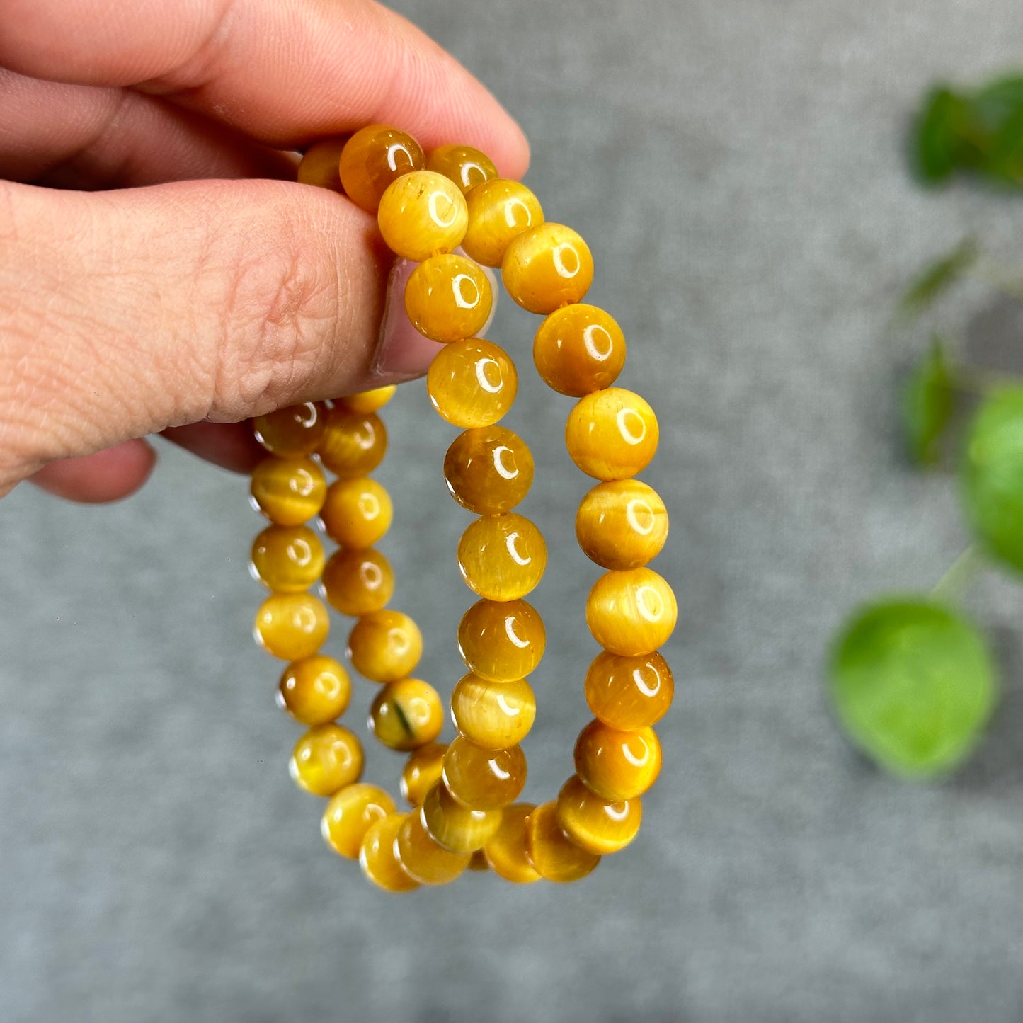 Natural Amber Tiger Eye Bracelet Size 8.3 mm