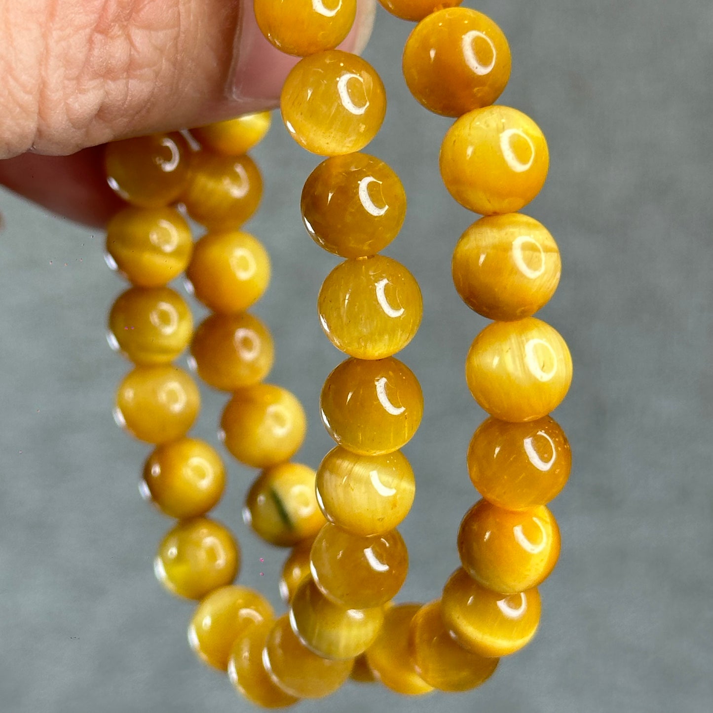 Natural Amber Tiger Eye Bracelet Size 8.3 mm