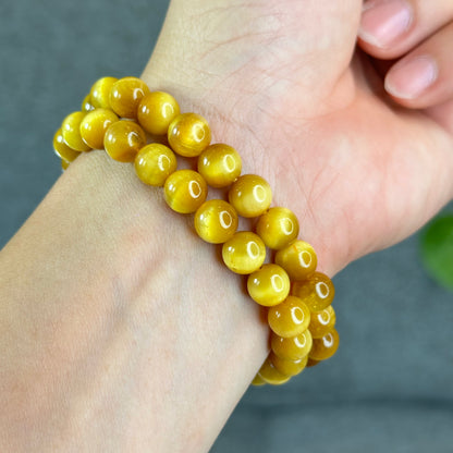 Natural Amber Tiger Eye Bracelet Size 8.3 mm