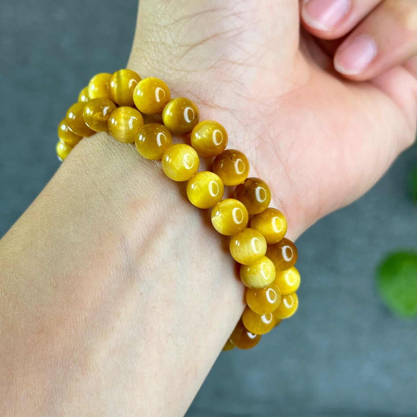 Natural Amber Tiger Eye Bracelet Size 8.3 mm