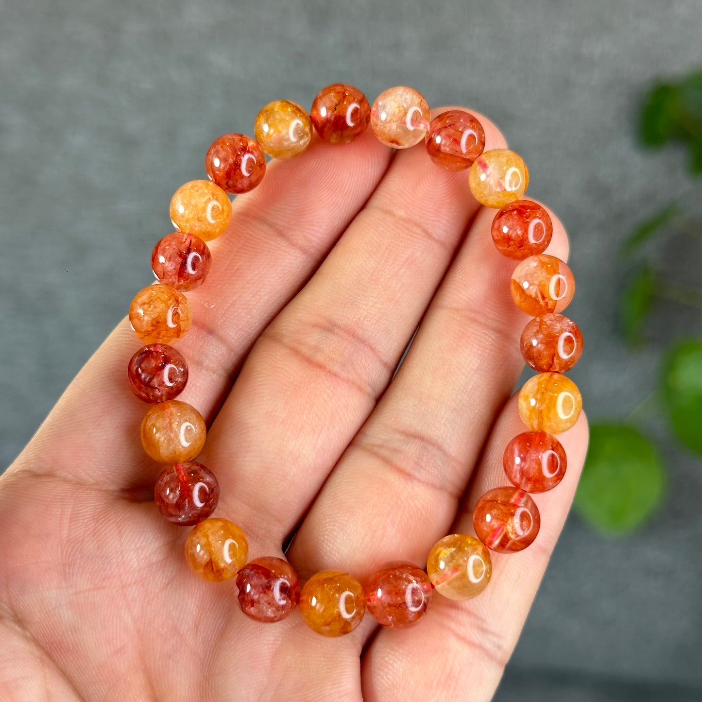 Natural Fire Quatz Bracelet Size 8.5 mm