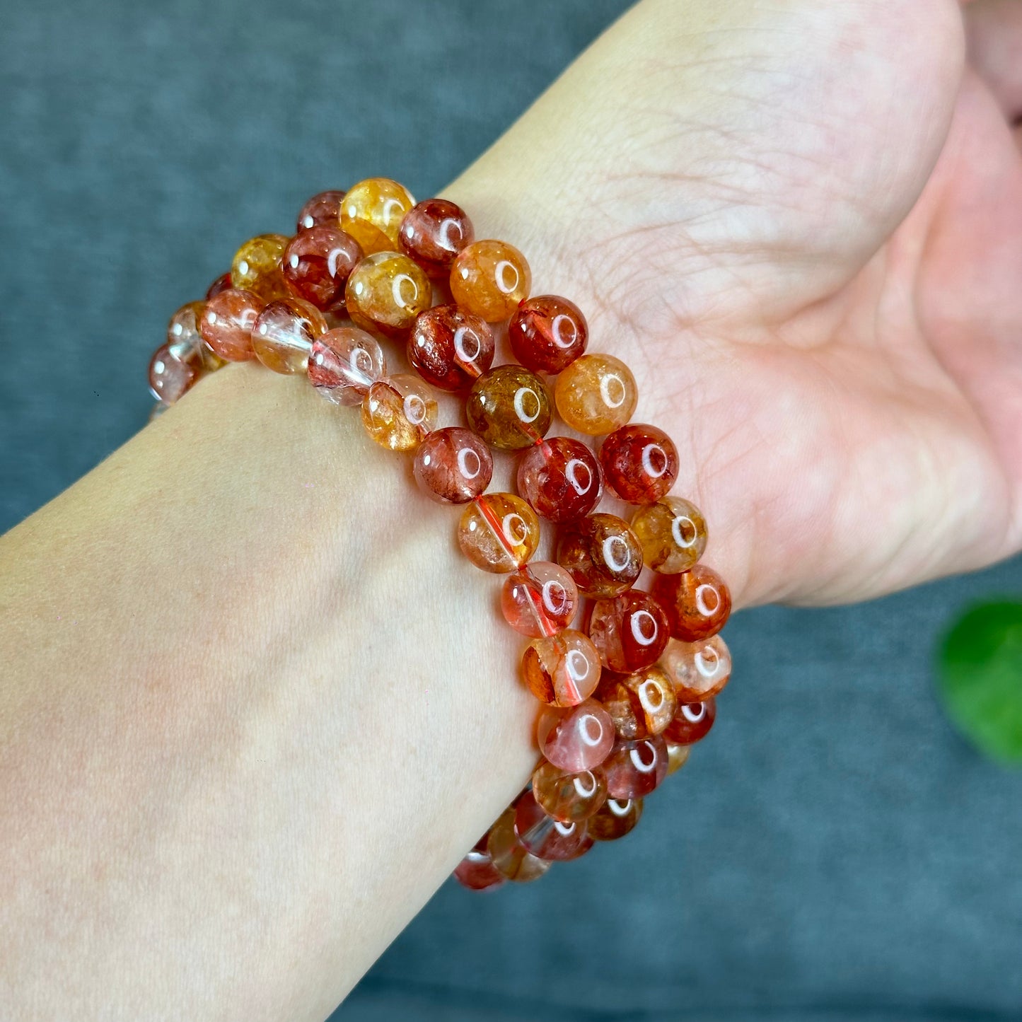 Natural Fire Quatz Bracelet Size 8.5 mm