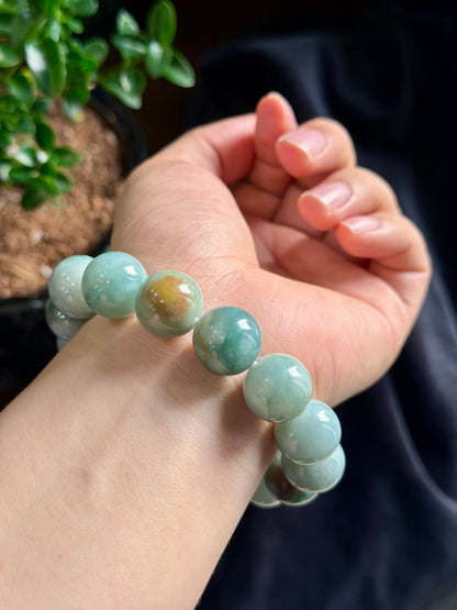 Natural Moss Green Jadeite Jade Bracelet Size 15 mm