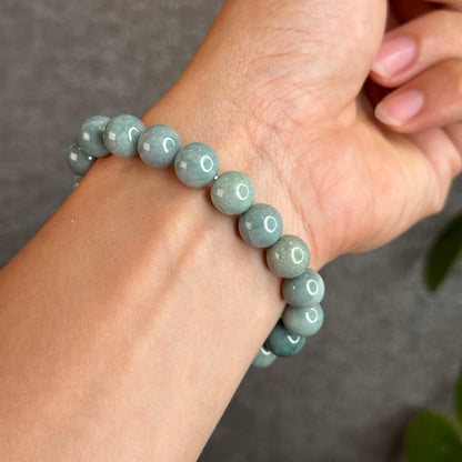 Grey-Blue Jadeite Jade Bracelet Size 9.5 mm