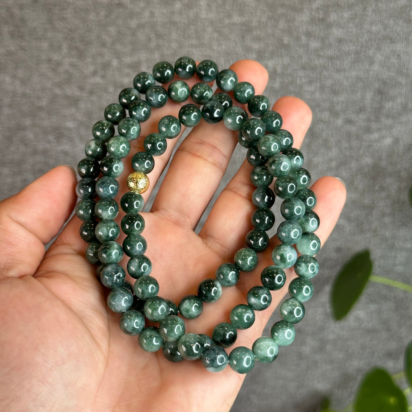 Dark Green Son Thuy Jadeite Jade Bracelet Size 8.2 mm