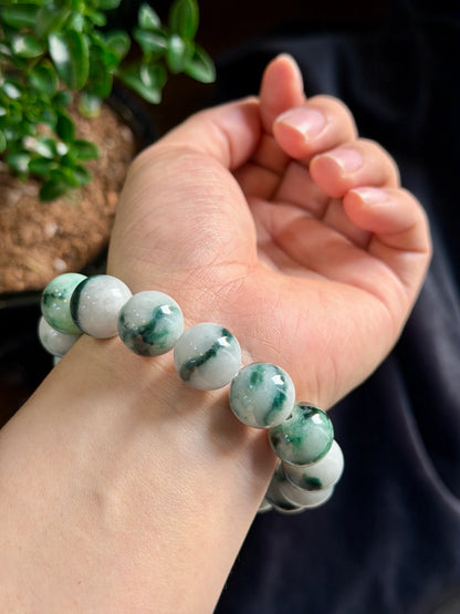 Natura Light-Dark Jadeite Jade Bracelet Size 14 mm