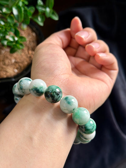 Natura Light-Dark Jadeite Jade Bracelet Size 14 mm