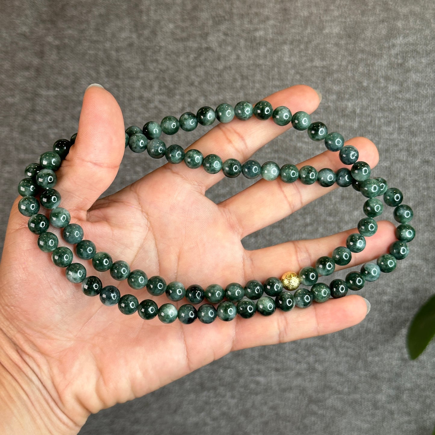 Dark Green Son Thuy Jadeite Jade Bracelet Size 8.2 mm