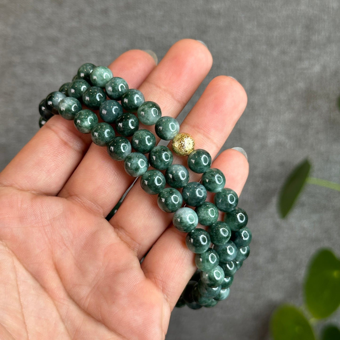 Dark Green Son Thuy Jadeite Jade Bracelet Size 8.2 mm