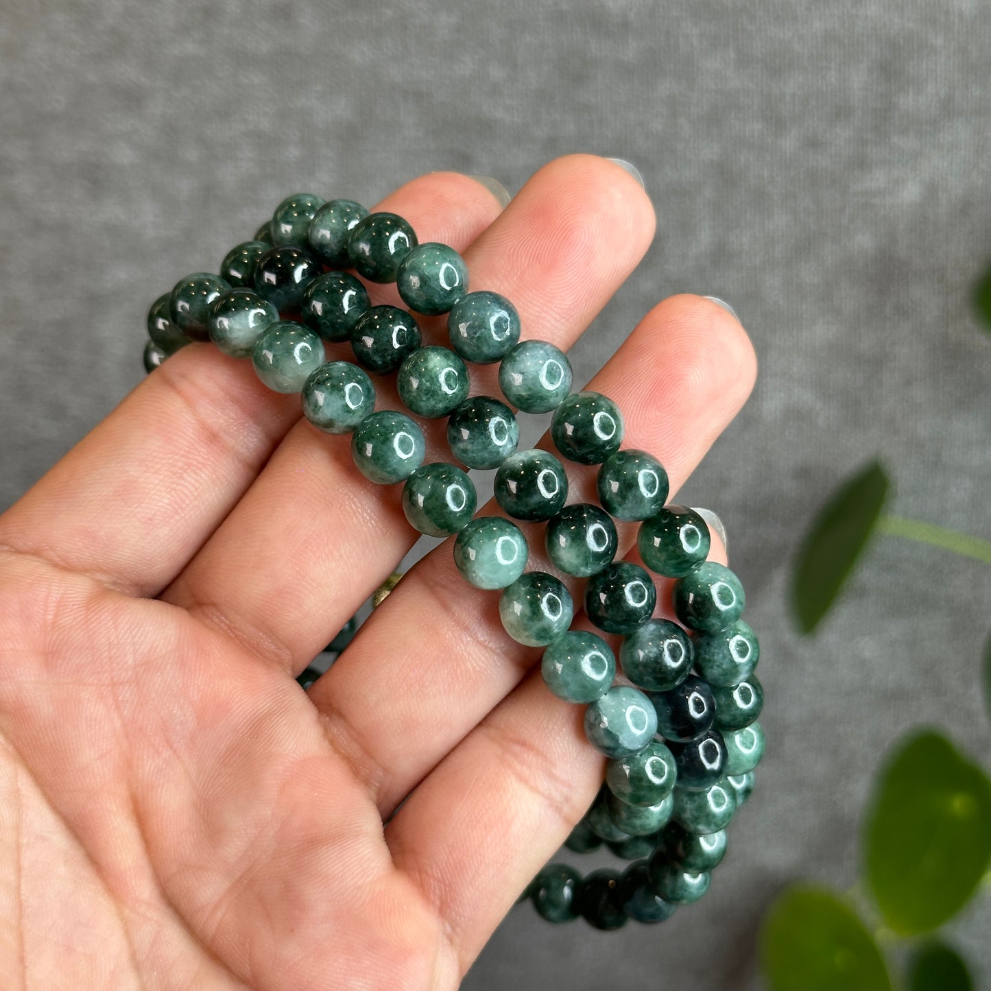 Dark Green Son Thuy Jadeite Jade Bracelet Size 8.2 mm