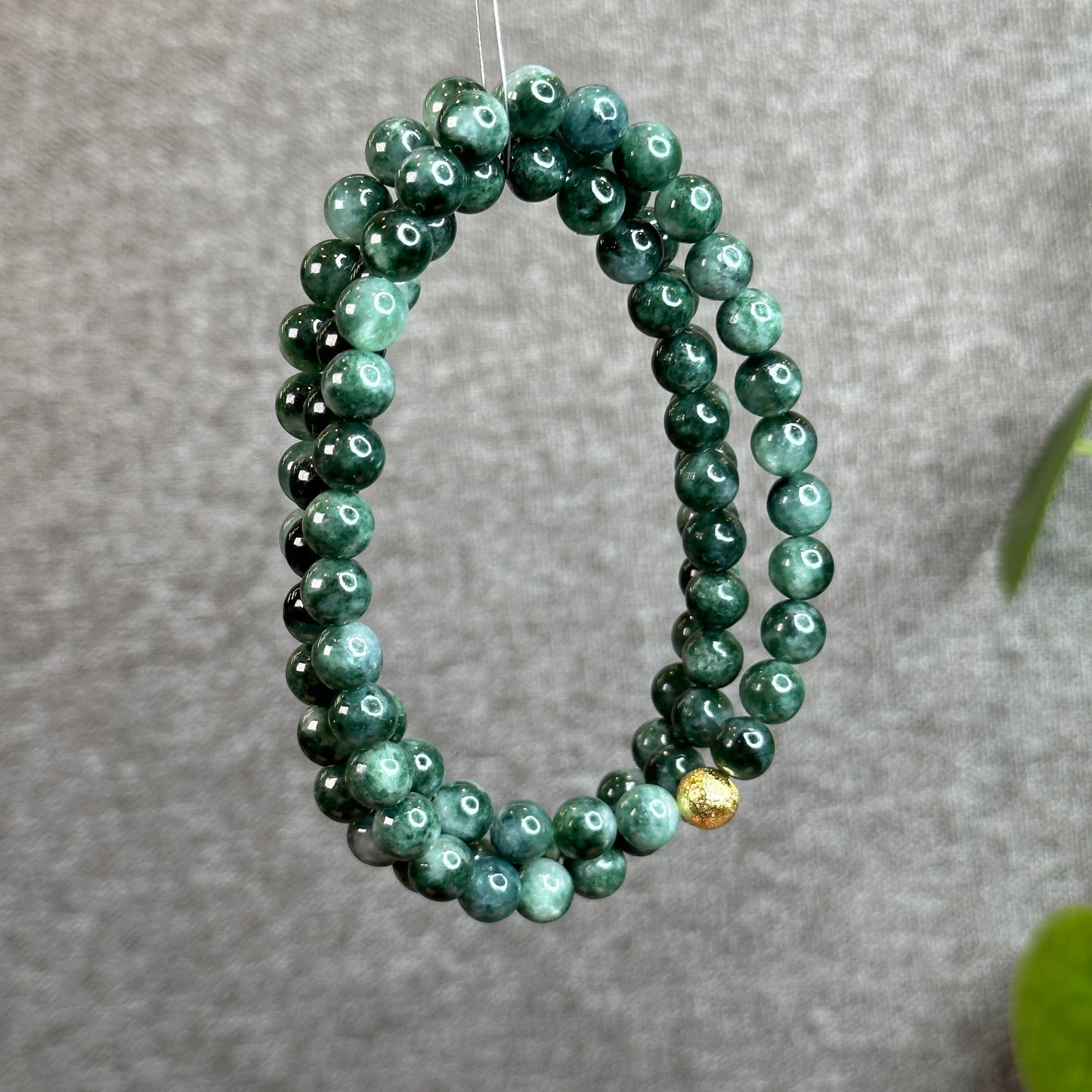 Dark Green Son Thuy Jadeite Jade Bracelet Size 8.2 mm