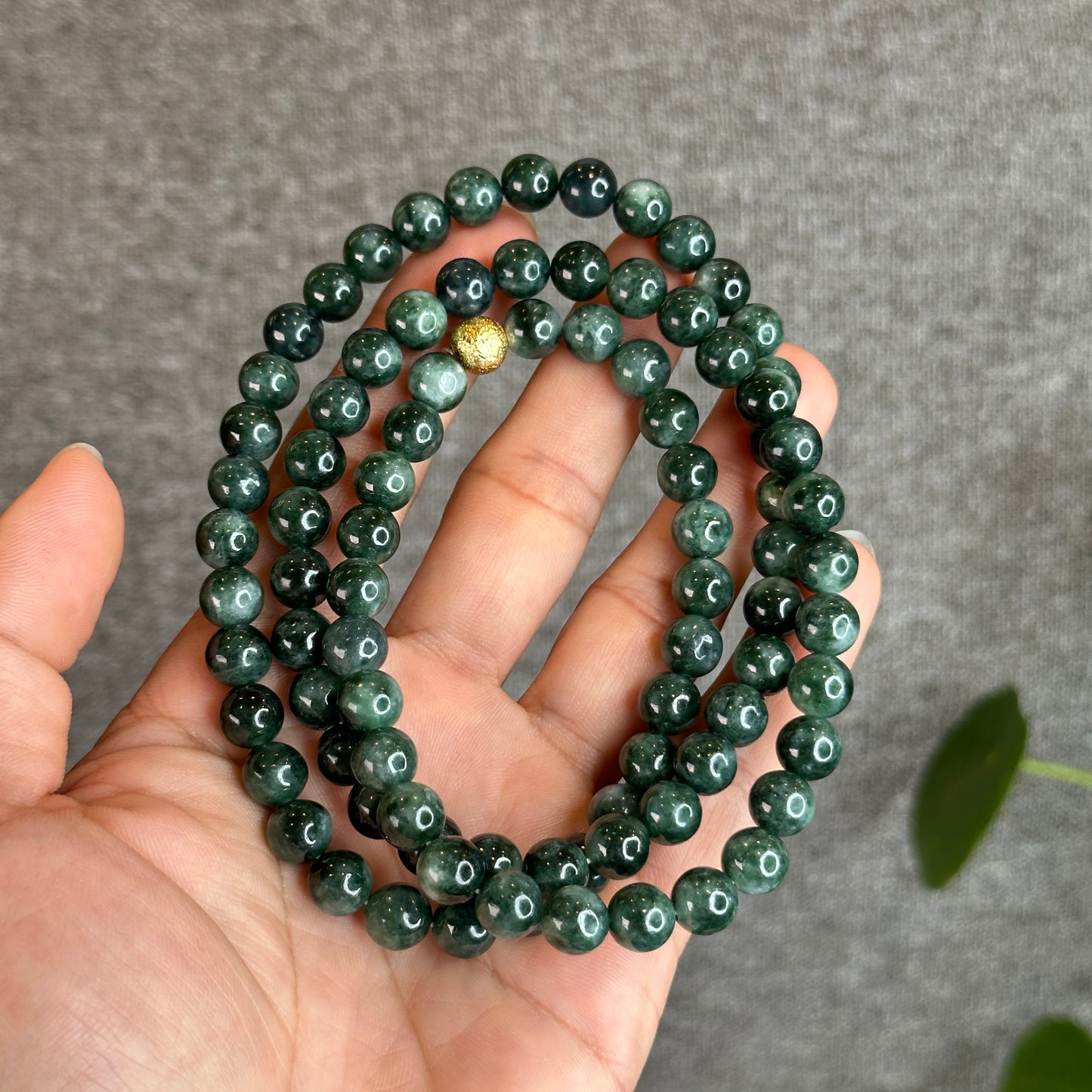 Dark Green Son Thuy Jadeite Jade Bracelet Size 8.2 mm