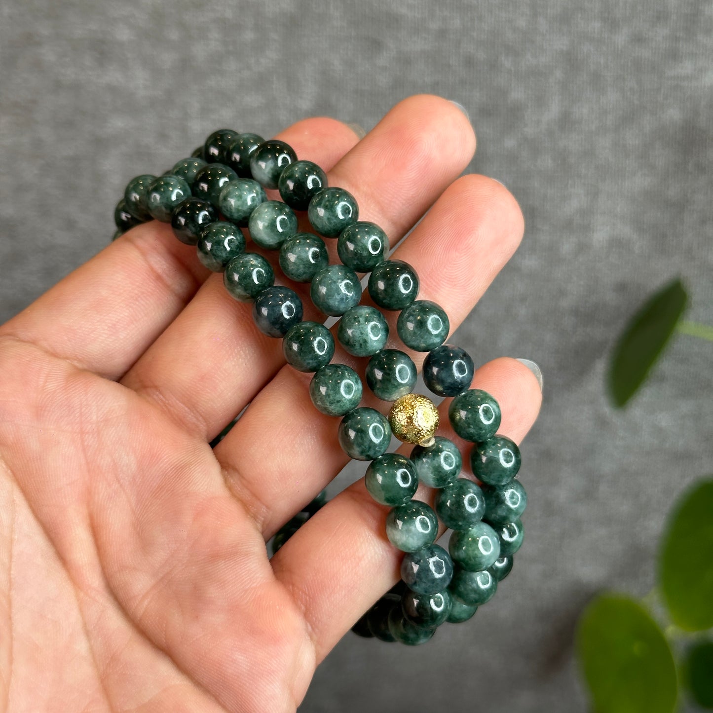 Dark Green Son Thuy Jadeite Jade Bracelet Size 8.2 mm