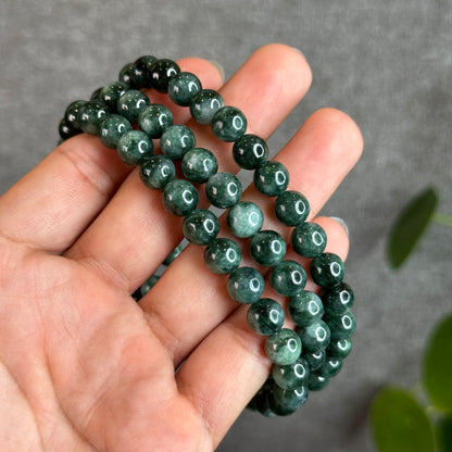 Dark Green Son Thuy Jadeite Jade Bracelet Size 8.2 mm