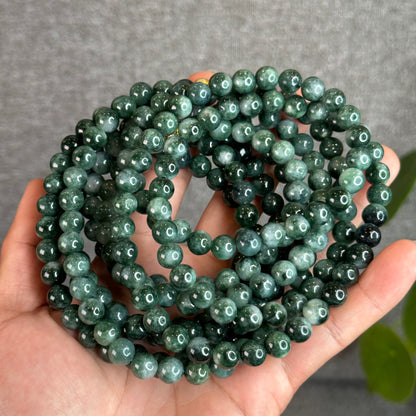 Dark Green Son Thuy Jadeite Jade Bracelet Size 8.2 mm