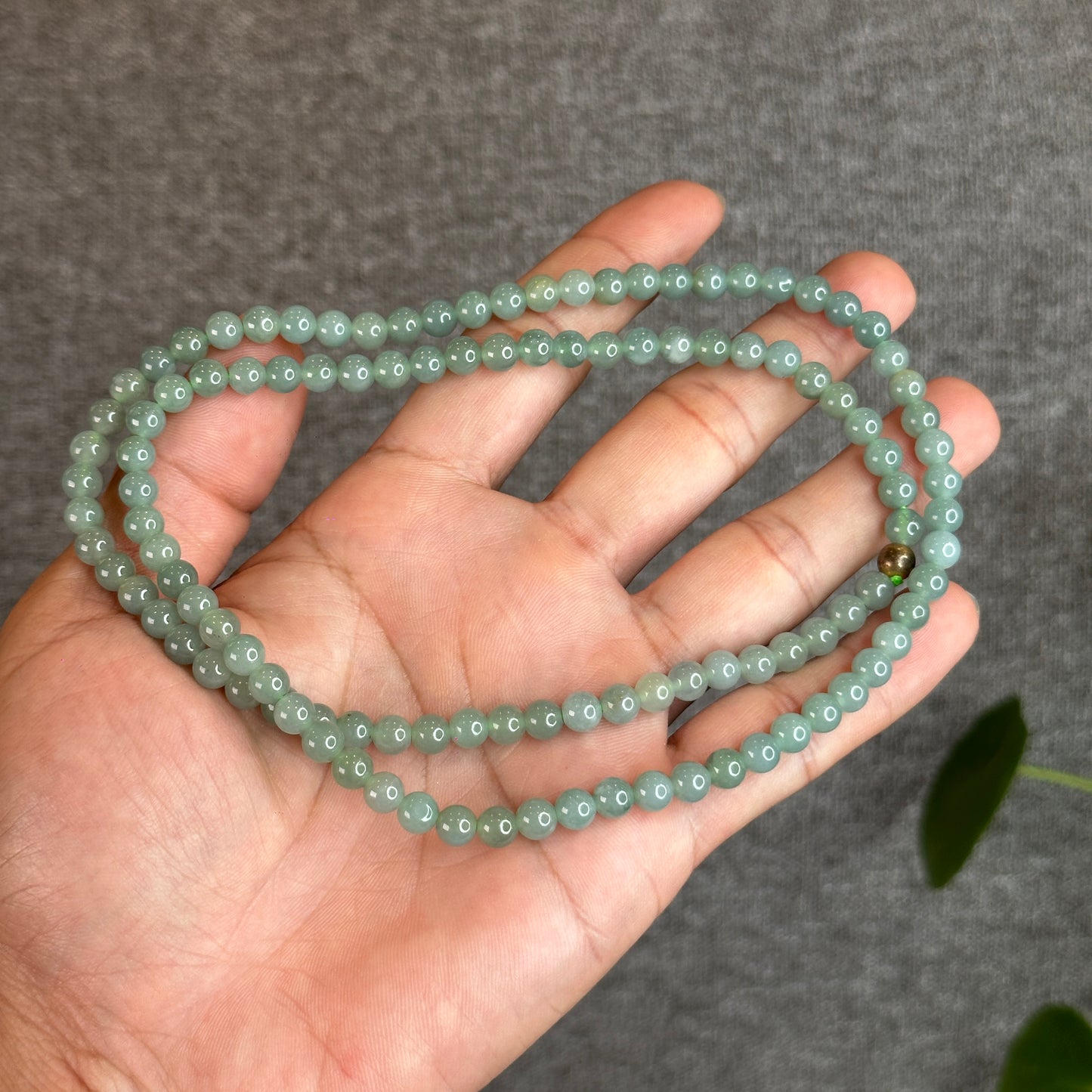 Light Water Green Jadeite Jade Triple Wrap Bracelet Size 5.5mm