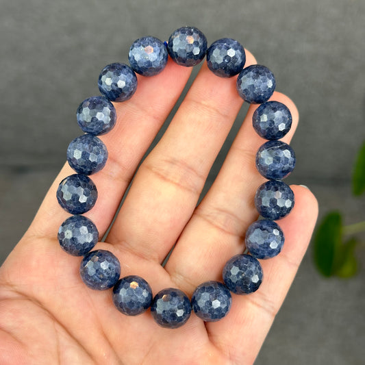 Natural Blue Sapphire Faceted Bracelet Size 11.5 mm