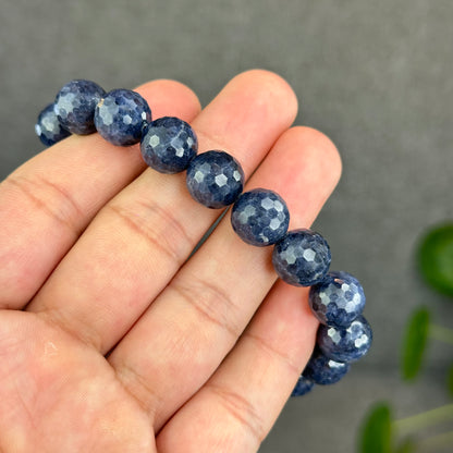 Natural Blue Sapphire Faceted Bracelet Size 11.5 mm