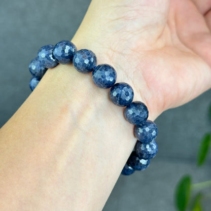 Natural Blue Sapphire Faceted Bracelet Size 11.5 mm