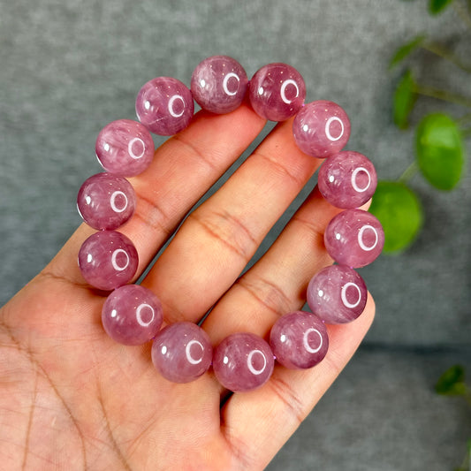 Natural Dark Pink Rose Quartz Bracelet Size 15 mm