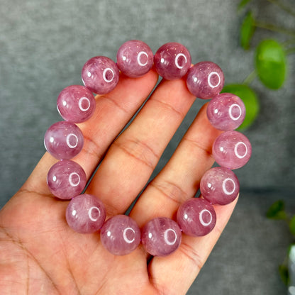 Natural Dark Pink Rose Quartz Bracelet Size 15 mm