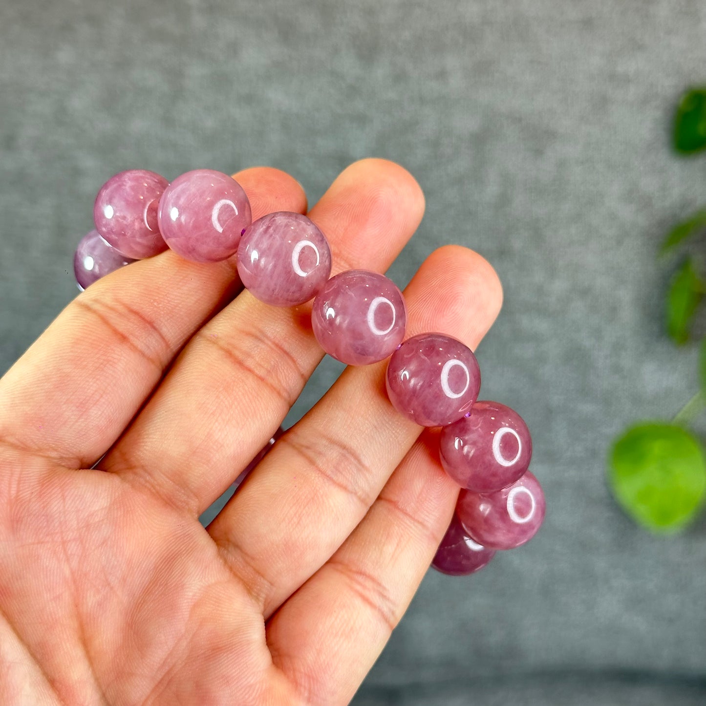 Natural Dark Pink Rose Quartz Bracelet Size 15 mm