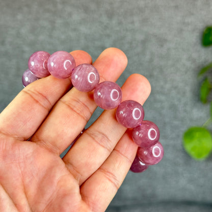 Natural Dark Pink Rose Quartz Bracelet Size 15 mm