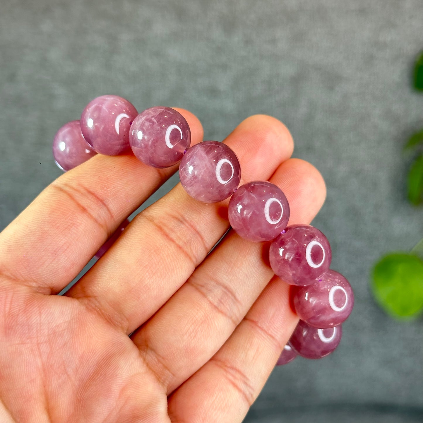 Natural Dark Pink Rose Quartz Bracelet Size 15 mm