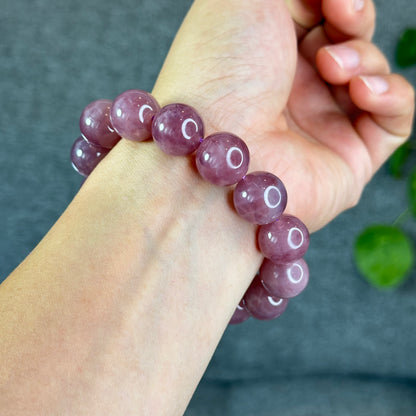 Natural Dark Pink Rose Quartz Bracelet Size 15 mm