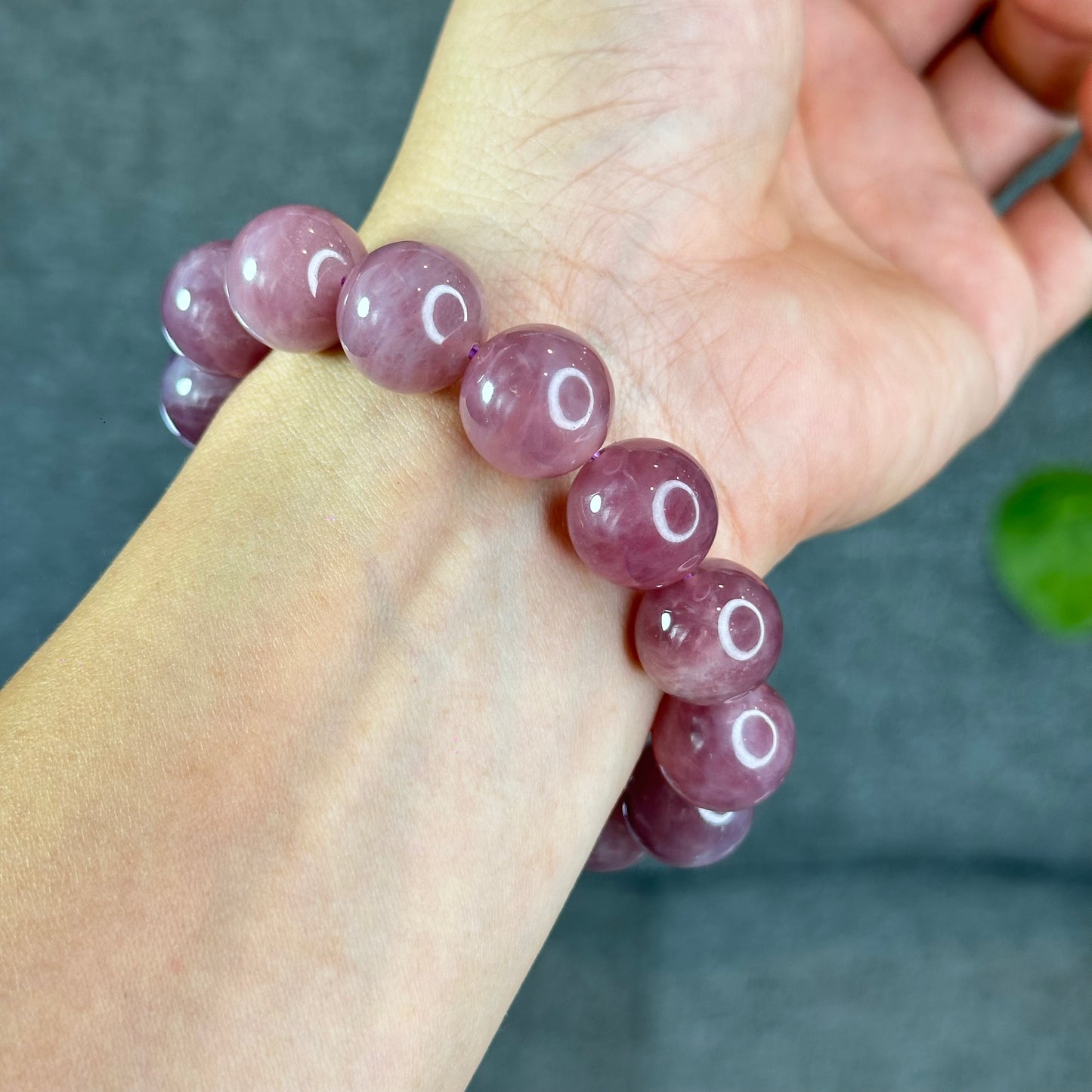Natural Dark Pink Rose Quartz Bracelet Size 15 mm