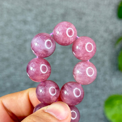 Natural Dark Pink Rose Quartz Bracelet Size 15 mm