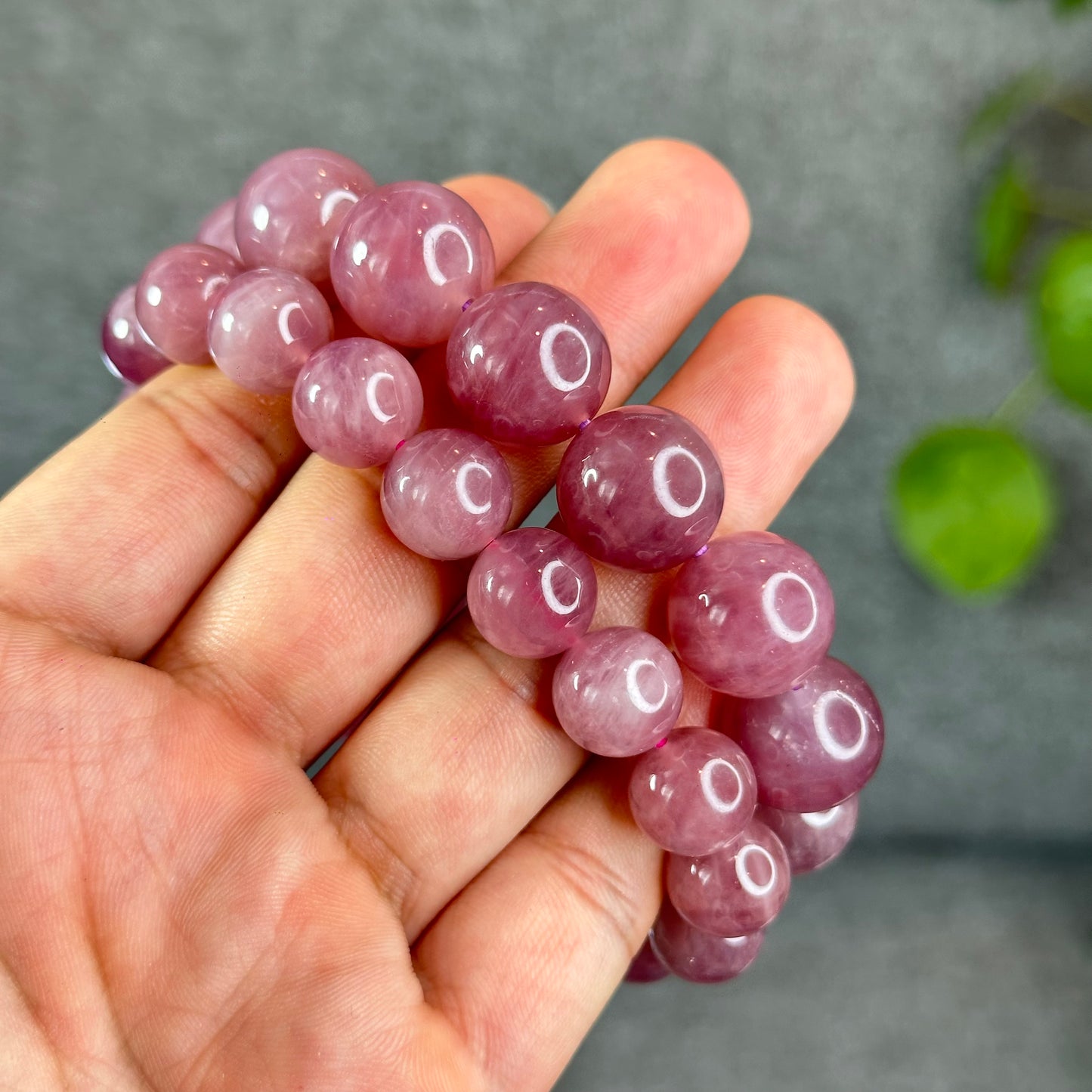 Natural Dark Pink Rose Quartz Bracelet Size 15 mm