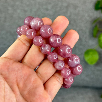 Natural Dark Pink Rose Quartz Bracelet Size 15 mm