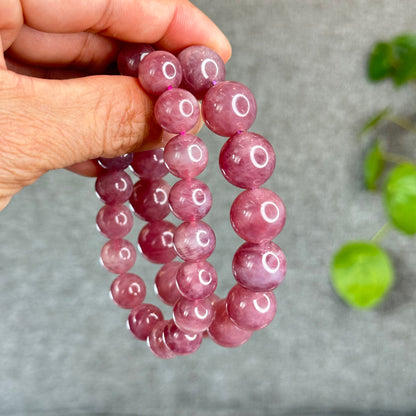 Natural Dark Pink Rose Quartz Bracelet Size 15 mm