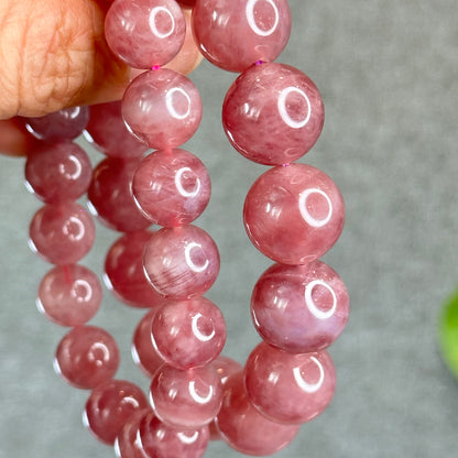 Natural Dark Pink Rose Quartz Bracelet Size 15 mm