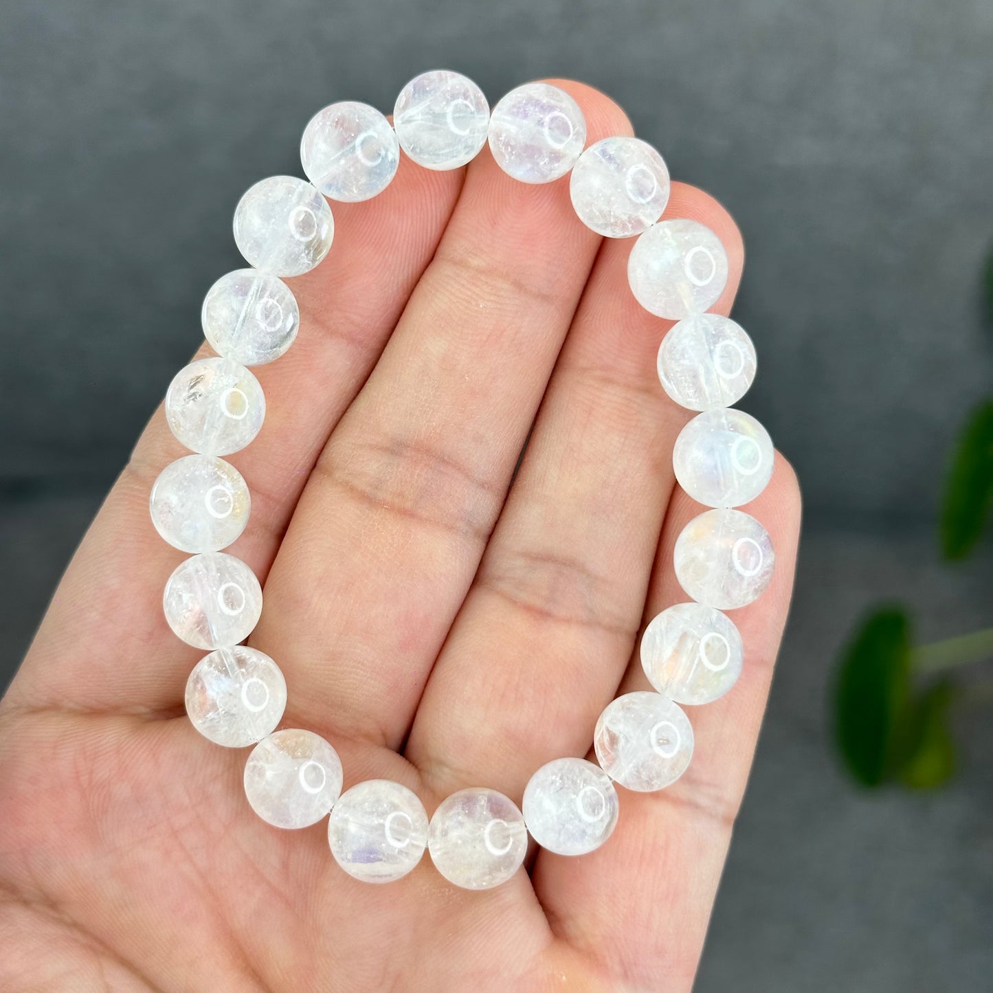 Natural Rainbow Madagascar Moonstone Bracelet Size 9.5 mm