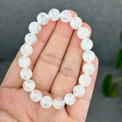 Natural Rainbow Madagascar Moonstone Bracelet Size 9.5 mm