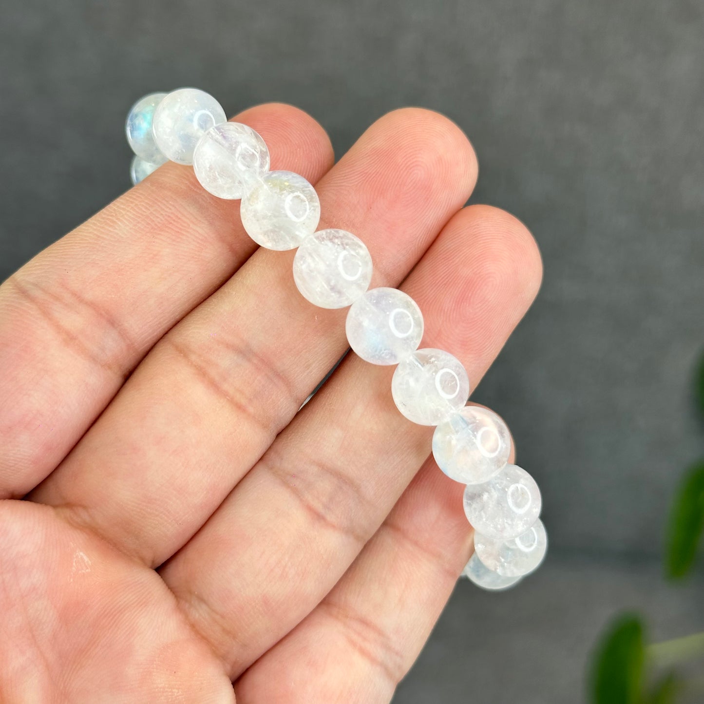 Natural Rainbow Madagascar Moonstone Bracelet Size 9.5 mm