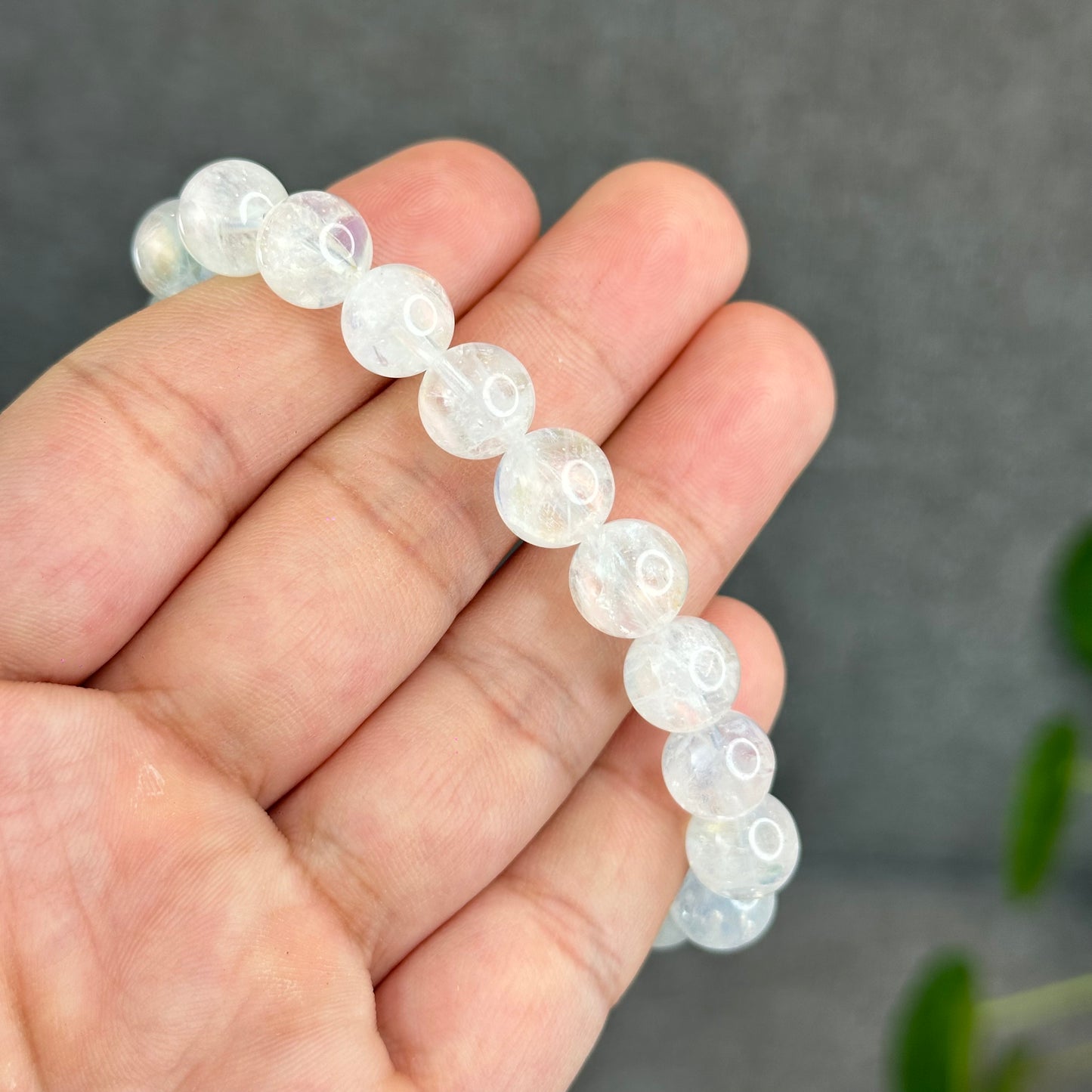 Natural Rainbow Madagascar Moonstone Bracelet Size 9.5 mm