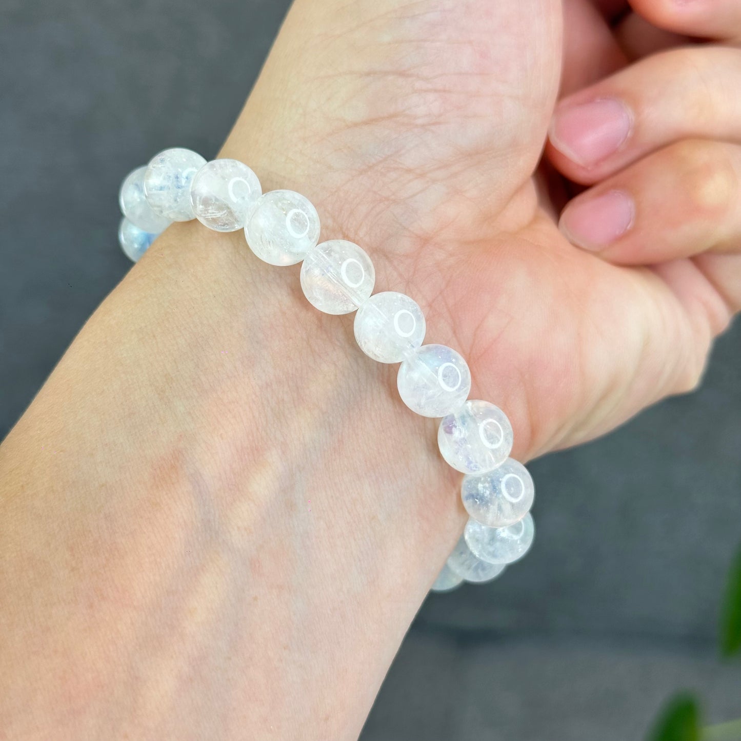 Natural Rainbow Madagascar Moonstone Bracelet Size 9.5 mm