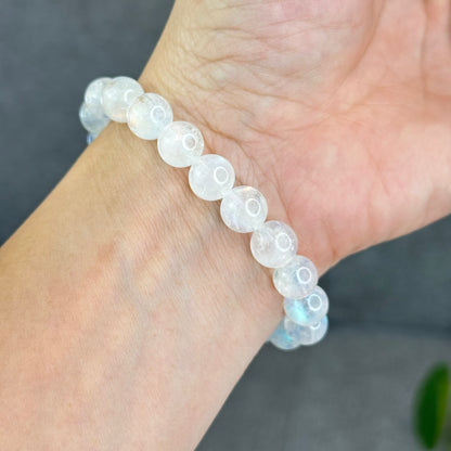 Natural Rainbow Madagascar Moonstone Bracelet Size 9.5 mm