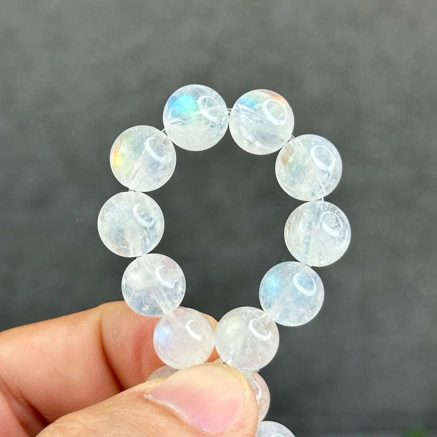 Natural Rainbow Madagascar Moonstone Bracelet Size 9.5 mm