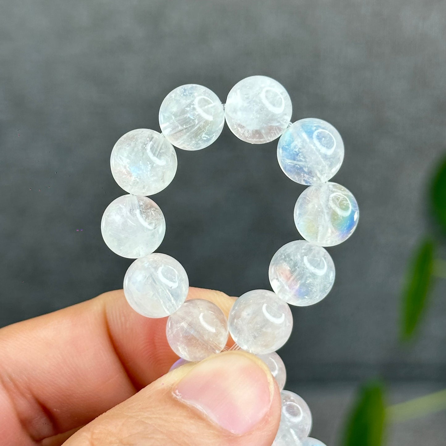 Natural Rainbow Madagascar Moonstone Bracelet Size 9.5 mm